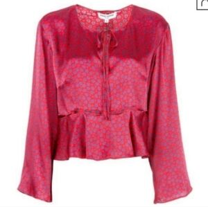 Opening Ceremony Red and Blue Silk Blouse